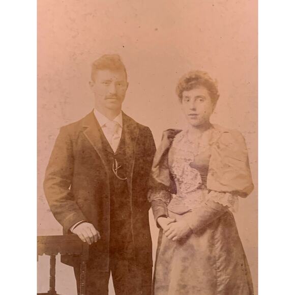 Atq Photo Cabinet Cards Set Handsome Couple Well Dressed Sepia BW Ives Niles MI - Picture 3 of 5